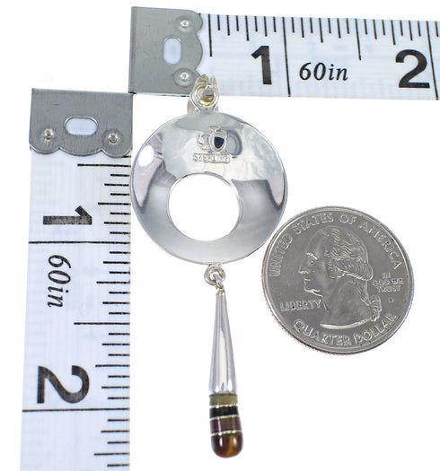 Multicolor Inlay And Genuine Sterling Silver Southwest Pendant YX67898